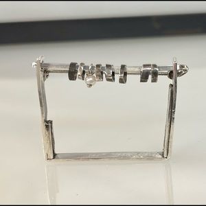 Sterling and Pearl Artisan abstract art brooch pin